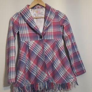 Billabong Girls Wool Bleand Plaid Coat